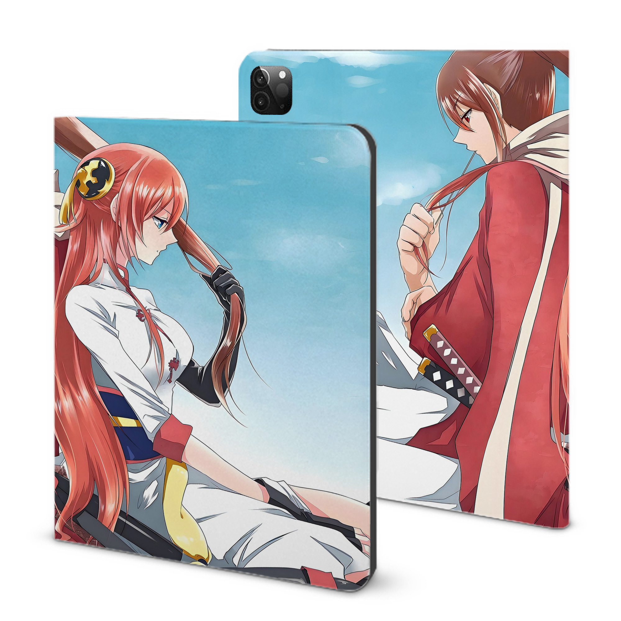 （画像用） ぎんたま 坂田銀時（さかたぎんとき） 神楽 志村新八（しむら しんぱち） GINTAMA Sakata Gintoki Kagura Shimura Shinpachi IPadケース ペンホルダー付き ブックスタイルデザイン